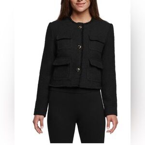 Express Women's Bouclé Blazer Jacket in black